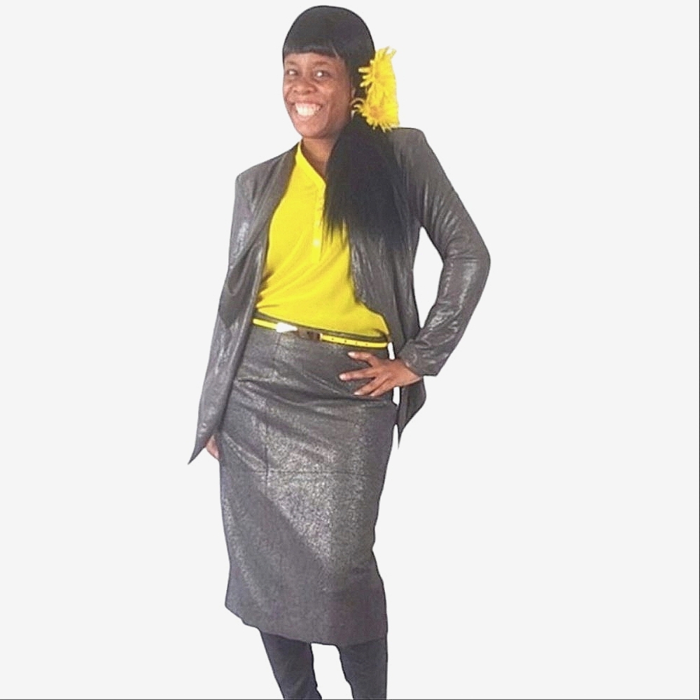 Spiegel Grey Midi Leather Croc-Like Skirt